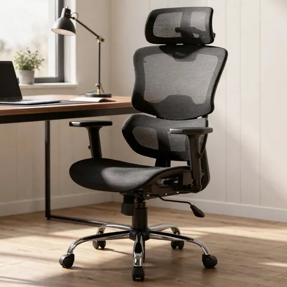 Silla Ergonómica Oficina Reclinable Escritorio Pc Tela Mesh Negro Tela Mesh