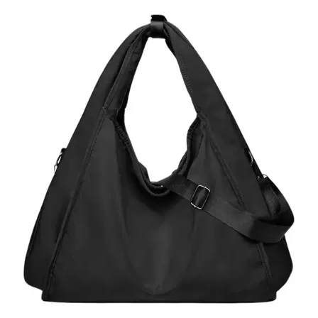 Bolsa Feminina Sacola Leve Ombro Grande Faculdade Moderna Preto Lisa Níquel