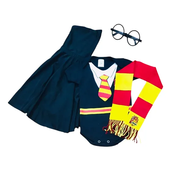 Body Mesversario Bebe-harry Potter+cachecol,óculos E Capa