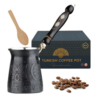 Cafetera Turca De Cobre 350 Ml Con Mango Y Cuchara De Madera Cafetera Turca De Cobre 350 Ml Con Mango Y Cuchara De Madera