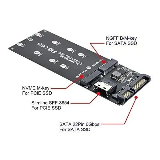 Sff 8654 U2 Kit Ngff Key Slimline Sa Nvme Pcie Ssd Sata