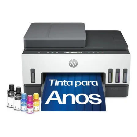 Impressora Multifuncional HP Smart Tank 754 Tanque de Tinta Colorida Wi-Fi Scanner Duplex, Bluetooth. Funções: Imprimir, Copiar, Digitalizar. Cor: Branco (2H0A6A#AK4)