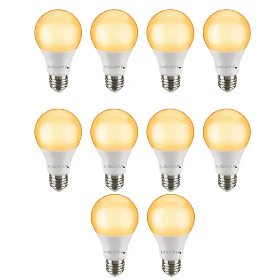 Kit 10 Lâmpadas Led 9w A60 Temperatura Cor 3000k Amarela Morna Quente Bivolt E27 Bocal Alta Intensidade Luminosa Eficiência Energética Residência Apartamento Iluminação Aconchegante Qualidade Moderna