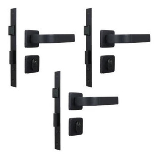 Kit 3 Fechaduras Externa Roseta Módena Preto Fosco Mgm 40mm Kit 3 Fechaduras Externa Roseta Módena Preto Fosco Mgm 40mm