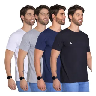 Kit 4 Camisetas Masculinas Slim Fit BĂĄsicas AlgodĂŁo Kit 4 Camisetas Masculinas Slim Fit BĂĄsicas AlgodĂŁo