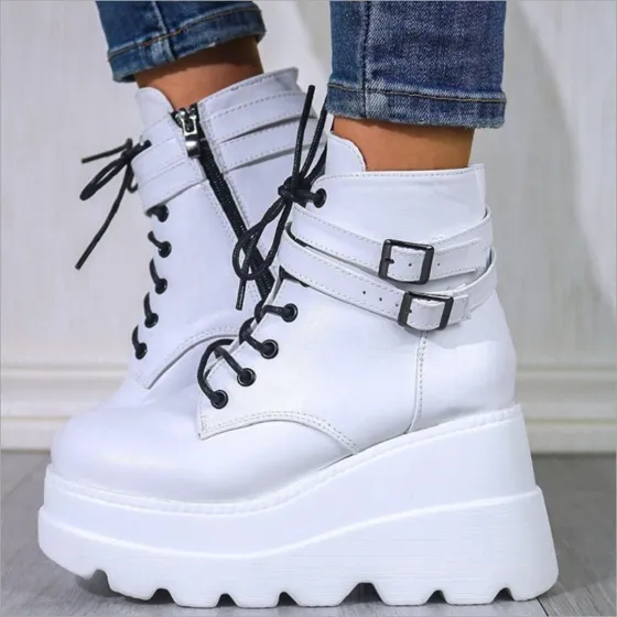 Botines Con Plataforma Para Mujer, Parte Inferior Gruesa Y P