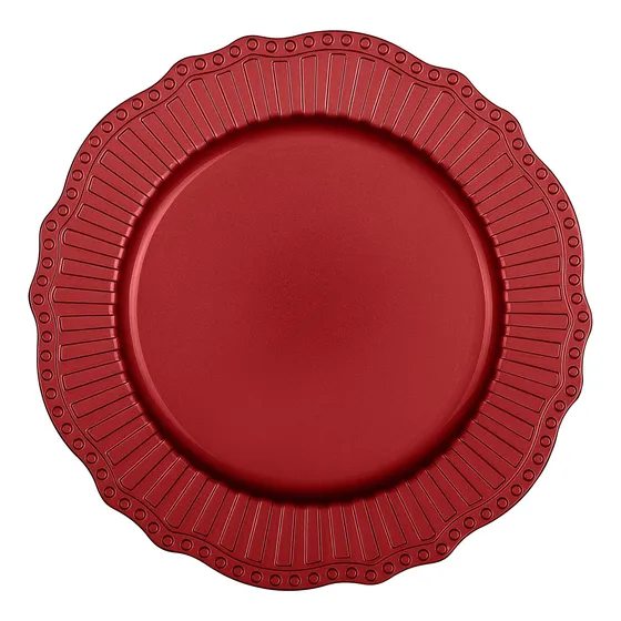 Plato Carga Rojo Vajilla Plastico Vintage 13  Elegante