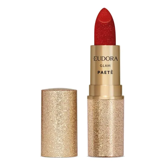 Eudora Glam Paetê Batom Cremoso Vermelho 3g