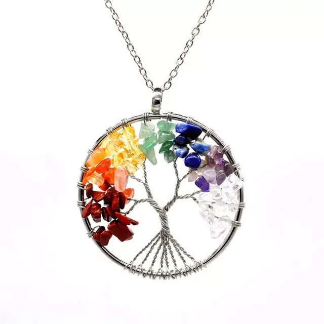Collar Y Dije De Árbol De La Vida 7 Chakras Yoga Colores