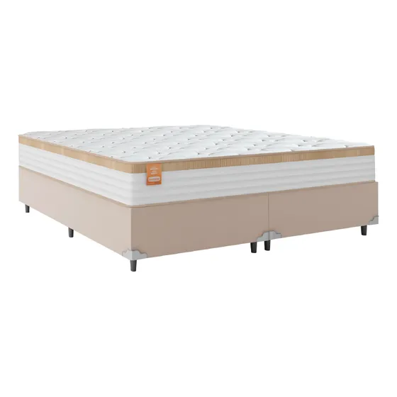 Cama Box Colchão Casal King Molas Ensacadas Real Bege/branco