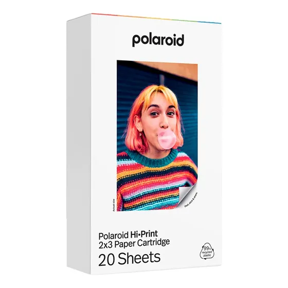 Cartucho Papel Fotográfico Polaroid Hi-print 2x3 20 Folhas Cor Branco