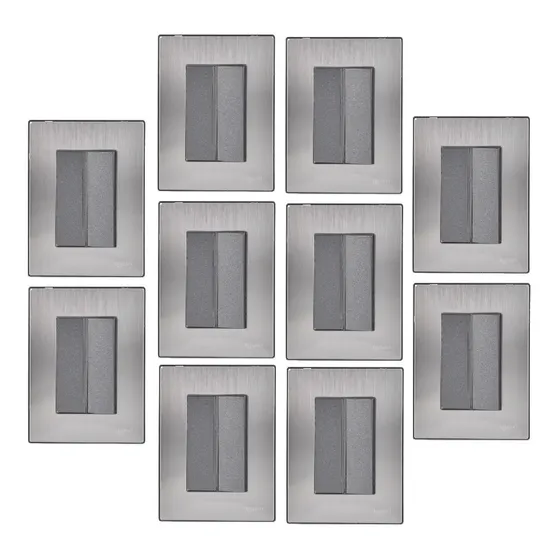 Pack 10 Placa Armada, Con 1 Apagador Sencillo De 3 Módulos Color Oxford
