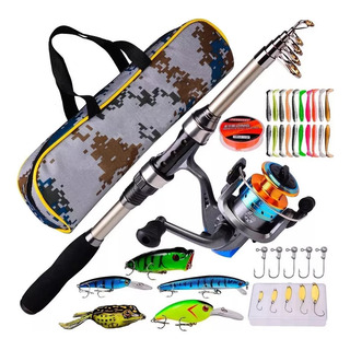 Kit De Pesca 1.8m Caña Carrete Señuelos Accesorios Estuche Cacula Kit De Pesca 1.8m Caña Carrete Señuelos Accesorios Estuche Cacula