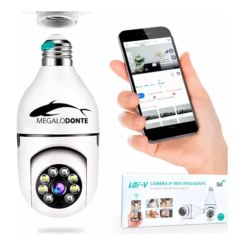 Câmera de Segurança IP QKZ KZ-818 Wi-Fi Pan Tilt 2MP E27