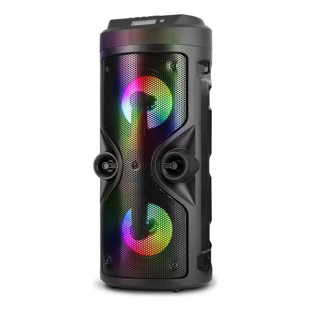Bocina Bluetooth Portatil Boombox Luz Led Sonido Envolvente Color Negro