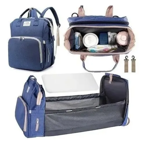 Mochila 3 En 1 Pañalera Cuna Y Mudador Portátil Para Bebés