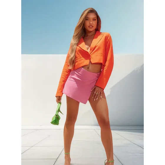 Blazer Corto De Lino Coral