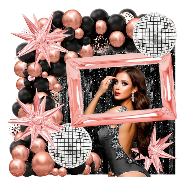 50 Art Globo Celebracion Elegante Gold Rose Negro Selfie Dec