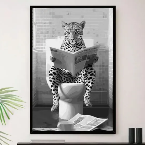 Quadro Banheiro Onça Pintada Lavabo Decorativo A3 35x45cm