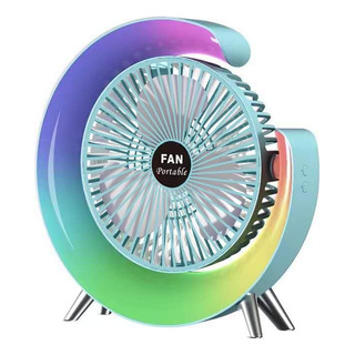 Ventilador Portatil De Escritorio Recargable Usb Con Rgb Luz Ventilador Portatil De Escritorio Recargable Usb Con Rgb Luz