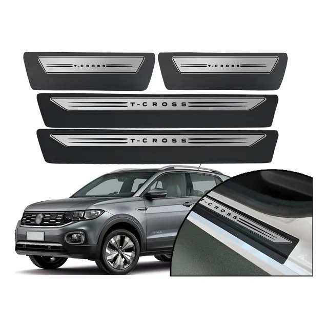 Jogo De Soleira Resinada Aço Escovado Vw T-cross 2020 Á 2024