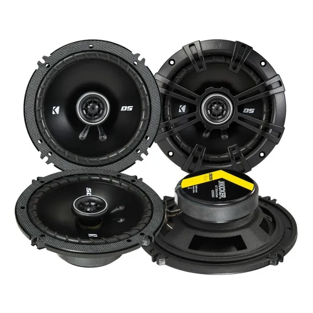 Paquete 4 Bocinas Para Auto 6.5 Pulgadas Kicker Dsc6504 2 Vías Coaxiales 240w Max 60w Reales Color Negro