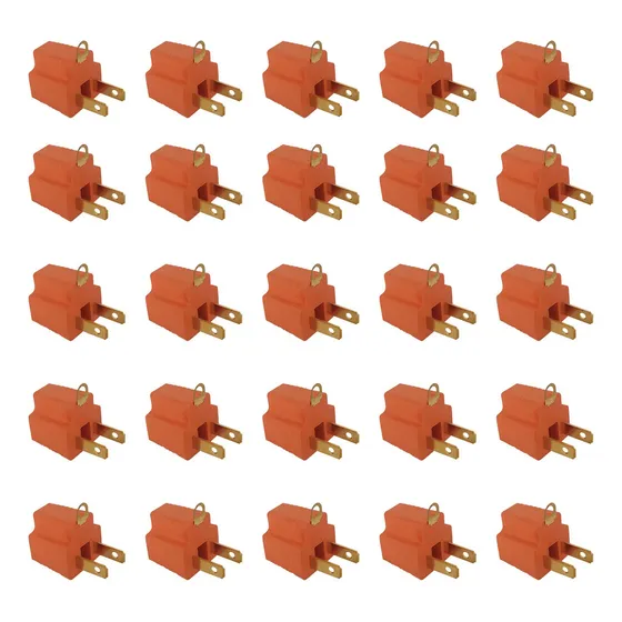 25 Clavijas Convertidoras 3 A 2 Patas 127v 15a Naranja Con-x