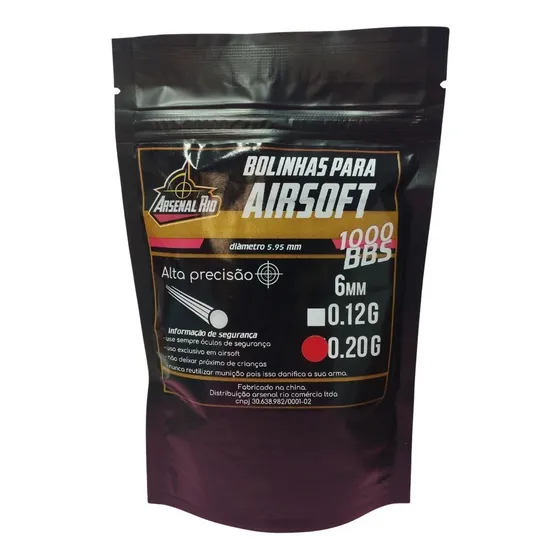 Bbs Munição Premium Airsoft 1000un 0.20g Esfera 6mm