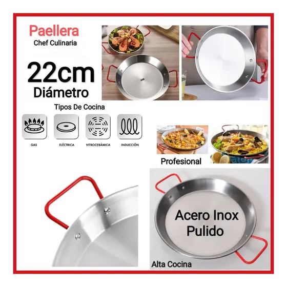 Paellera En Acero Pulido 22cm - Chef Cocina