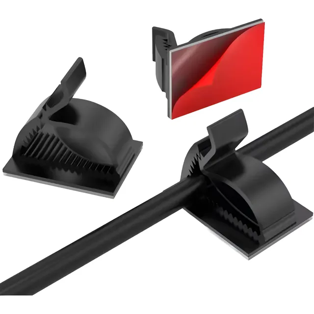 20 Organizadores Soportes De Cables Adhesivos Color Negro