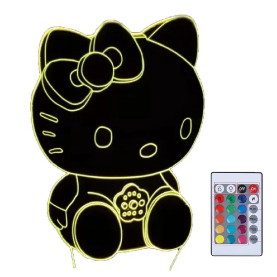 Lámpara Acrílico 3d Luz De Colores Nocturna Hello Kitty Color de la estructura Blanco Color de la pantalla 3 Tonos de iluminación Creative 3D