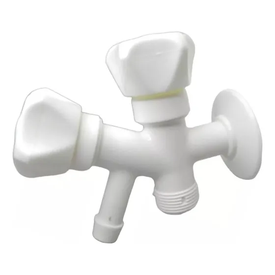 Canilla Doble Para Lavarropas Griferia Plastica Blanca