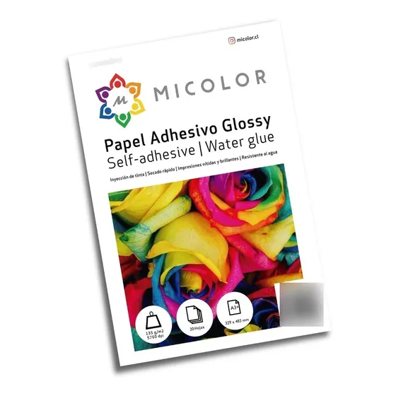Papel Adhesivo Glossy A3+ / 135g / 20 Hojas Antioxido