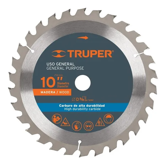 Disco Corte Madera Placas Mdf Osb Truper 80 Dientes 10