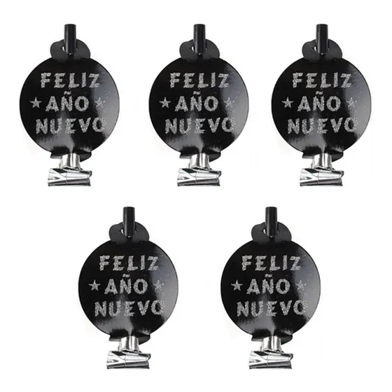 Set 5 Cornetas Trompetas Fiesta Cotillón Feliz Año Nuevo