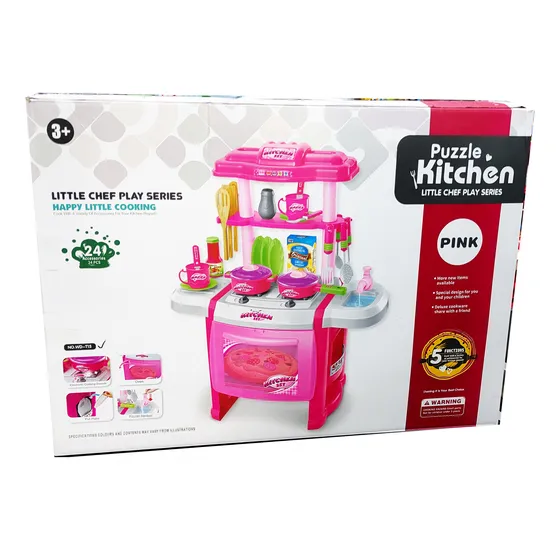 Cocina De Juguete Para Niñas Plegable Con Accesorios 