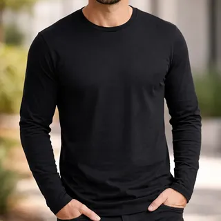 Camiseta Manga Longa Básica Algodão Segunda Pele Casual