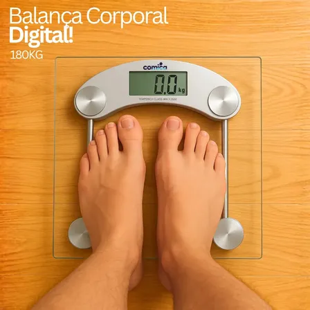 Balança Digital De Vidro Corporal Temperado Até 180 Kg Quadrada Banheiro Portátil Comica