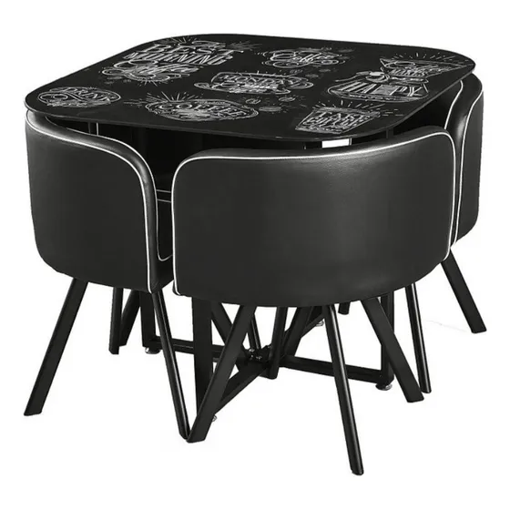 Comedor Coffee Para 4 Personas M + Design Color Negro Estampado