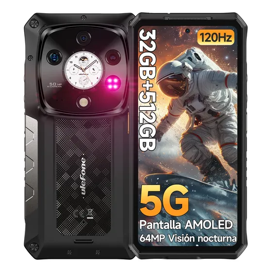 Celular Ulefone Armor 28 Pro 5g Dual Sim Ai Rugged Phone 512 Gb Rom 16+16 Gb Ram Smartphone 120hz 6.67'' Amoled 64mp Vision Nocturna Cámara Mtd 7300