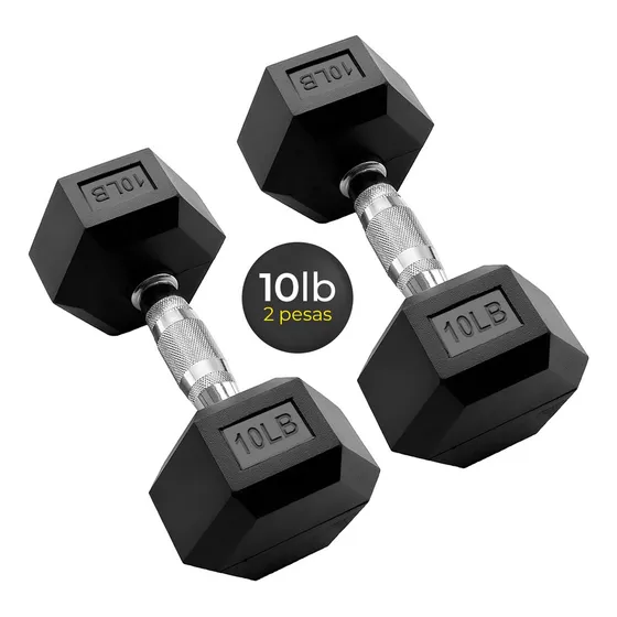 Kit De 2 Mancuernas Pesa Ejercicio Gym 10 Lb C/u Gimnasio Color Negro