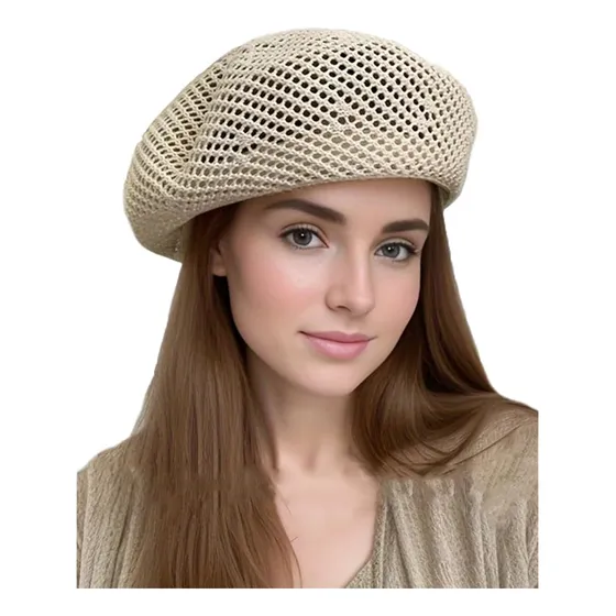 Aichuan Mujeres Verano Boina Francesa Boina Slouchy Crochet 