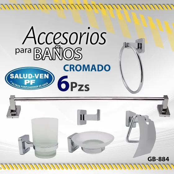 Accesorio P/baño Juego 6pzs Salud-ven Cromado Gb-884 / 08719