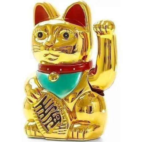 Gato Da Sorte Maneki Neko Dourado Japones China Decoraçao