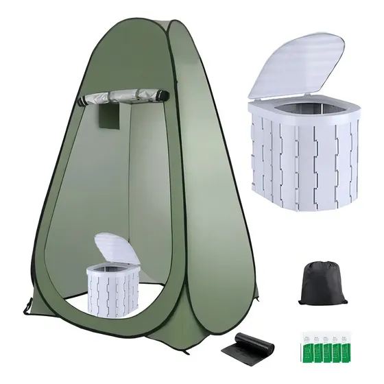 Carpa Caseta Baño Vestidor Camping Portátil +inodoro Químico Color Verde | MercadoLibre