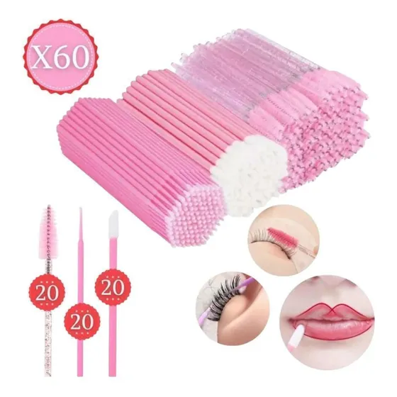 Kit De 20 Microhisopo , 20 Aplicador Y 20 Cepillo Pestaña