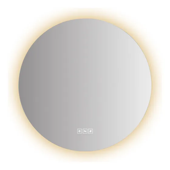 Espelho Redondo Luxo Com Led Touch 70cm Banheiro Sala Quarto Moldura Branco