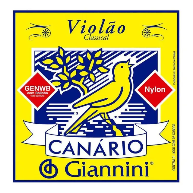 Jogo De Cordas Nylon Para Violão Giannini Canário C/ Bolinha