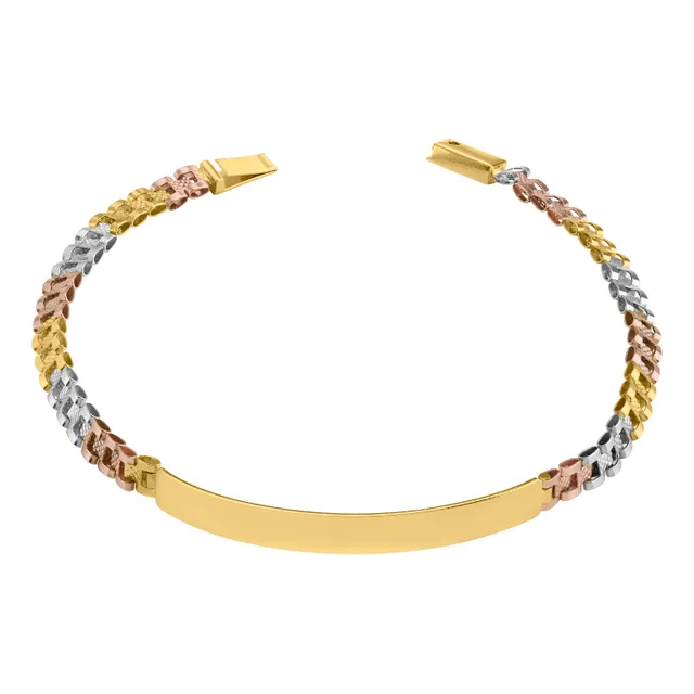 Esclava Pulso Pulsera Quadratina Florentina Oro Sólido 10k