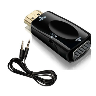 Adaptador Conector Hdmi Para Vga Com Conversor De Áudio P2 Adaptador Conector Hdmi Para Vga Com Conversor De Áudio P2